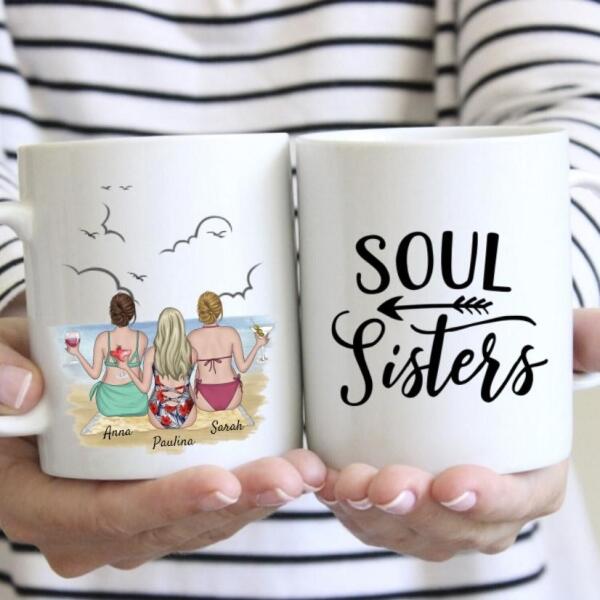Best Friends on the Beach - Personalized Mug (2-3 people)