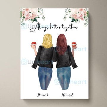 Best Friends with Leather Jacket (2-3 Persons) - Personalized Poster