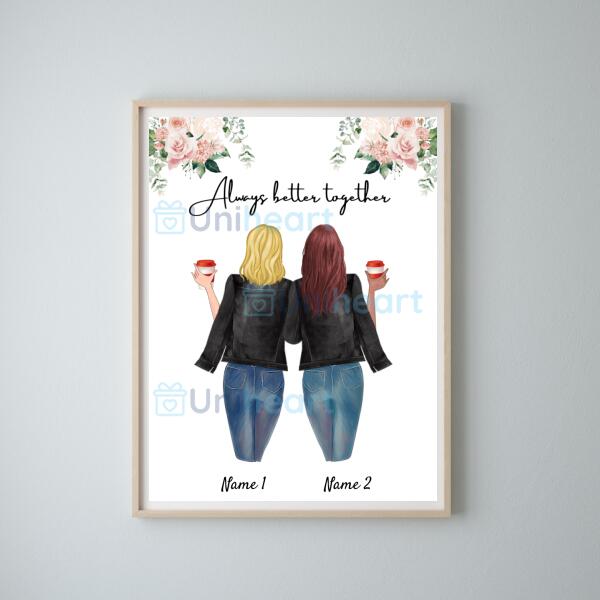 Best Friends with Leather Jacket (2-3 Persons) - Personalized Poster