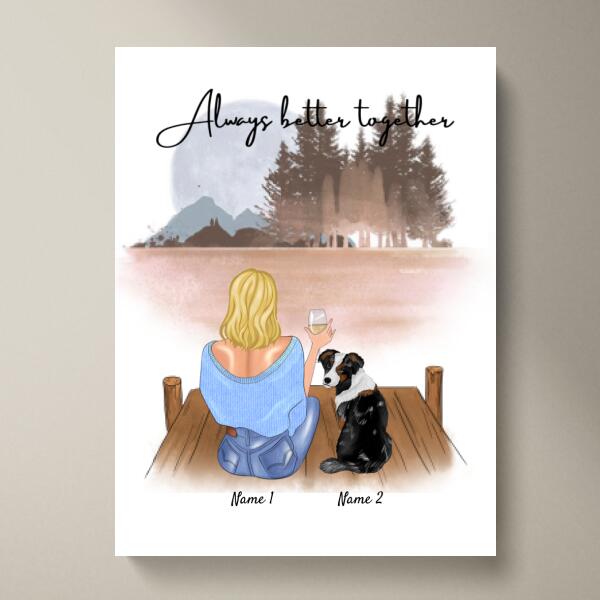 Woman with Pets (Dog or Cat) - Personalized Poster