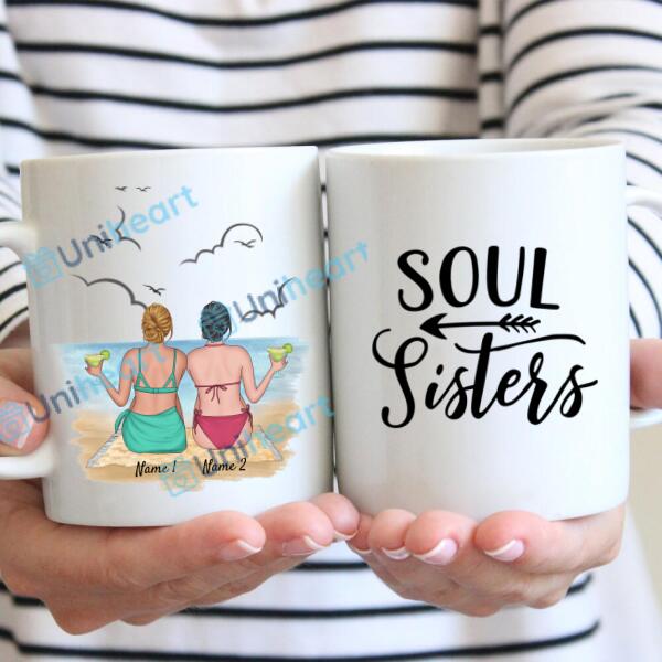 Best Friends on the Beach - Personalized Mug (2-3 people)