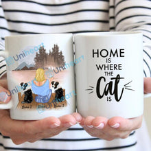Lade das Bild in den Galerie-Viewer, Woman with Dog, Cat &amp; Drink - Personalized Mug
