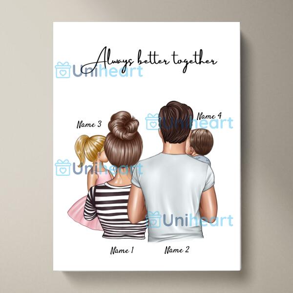 Parents with Children (1-4 Children) - Personalized Poster